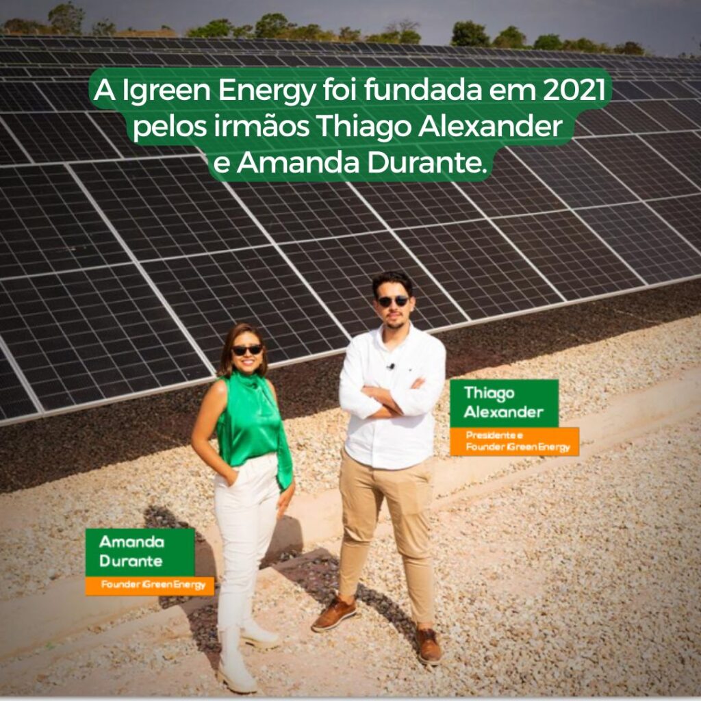 Amanda Durante e Thiago Alexsander, donos da iGreen Energy - empresa mineira especialista em energia solar por assinatura.